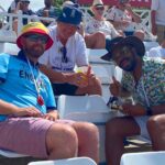 Jake with his dad and a friend at England versus New Zealand at Trent Bridge.